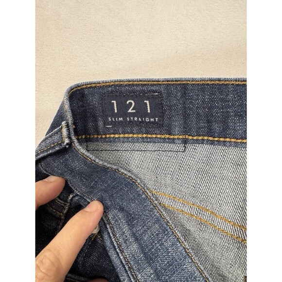 Lucky Brand 121 Slim Straight Jeans Mens 38x32 Blue Denim Dark Wash Stretch - Picture 5 of 11